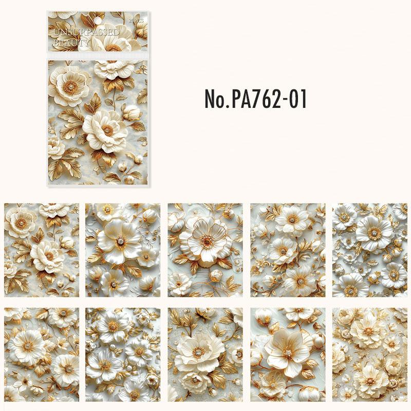 PA762｜花 背景 金縁 豪華 高級感 フラワー