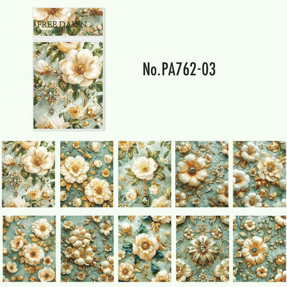PA762｜花 背景 金縁 豪華 高級感 フラワー