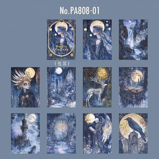 PA808｜人物 動物 ダークファンタジー 月 死 墓
