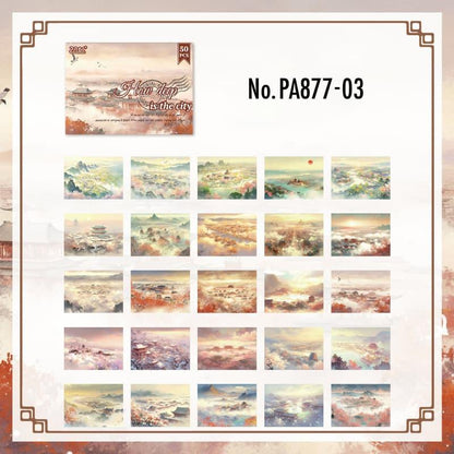 PA877｜風景 中華風 宮廷 庭 街並み 夜景