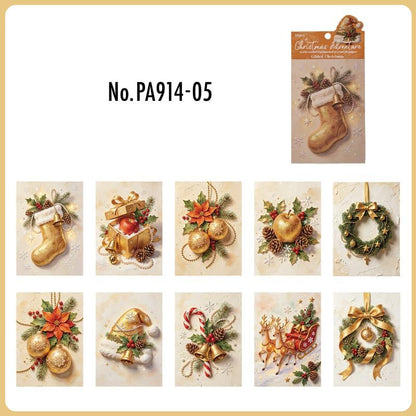 PA914｜エンボス紙 クリスマス ツリー サンタクロース リース プレゼント
