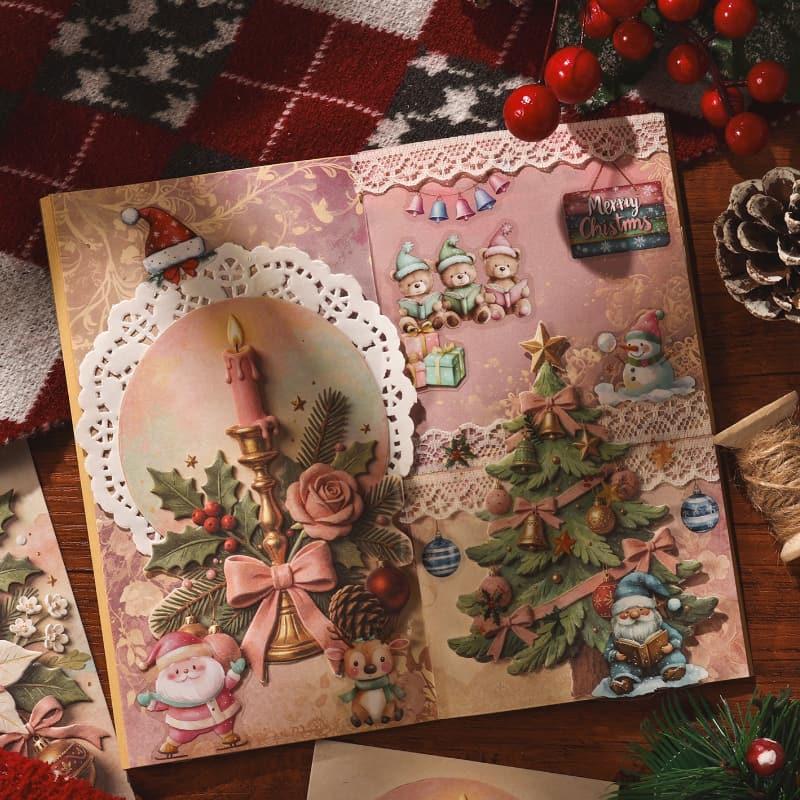 PA914｜エンボス紙 クリスマス ツリー サンタクロース リース プレゼント