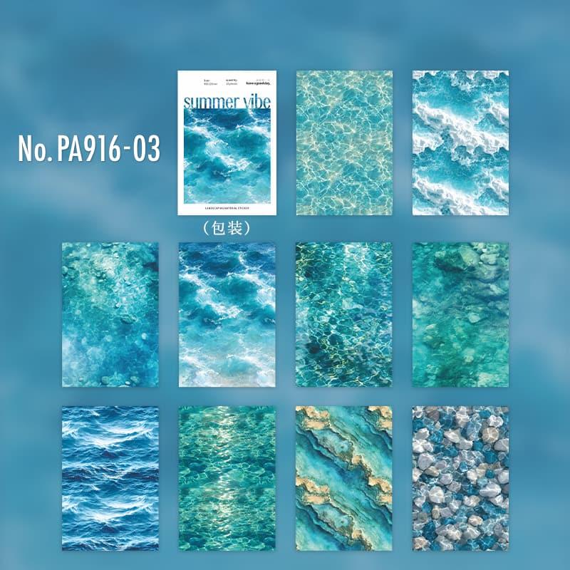PA916｜PET 水面 水辺 睡蓮 波打ち際 木陰 石畳