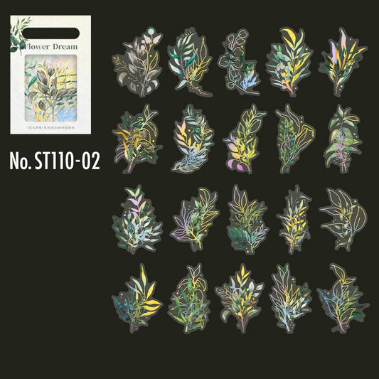 植物・花・ゴールドのPETコラージュシール