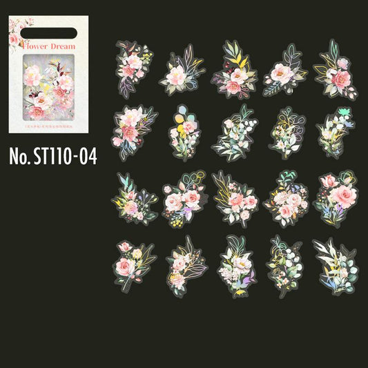 植物・花・ゴールドのPETコラージュシール