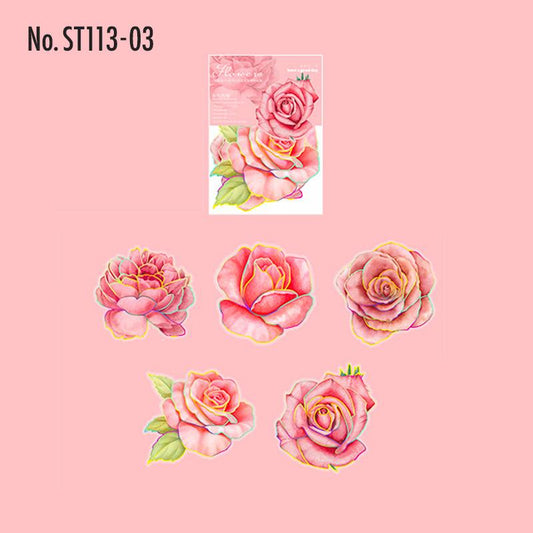 花・薔薇のPETコラージュシール
