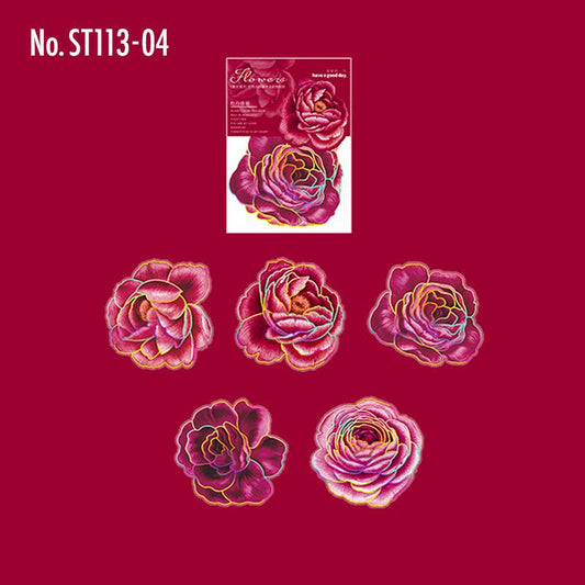 花・薔薇のPETコラージュシール