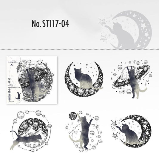 猫・月のPETコラージュシール