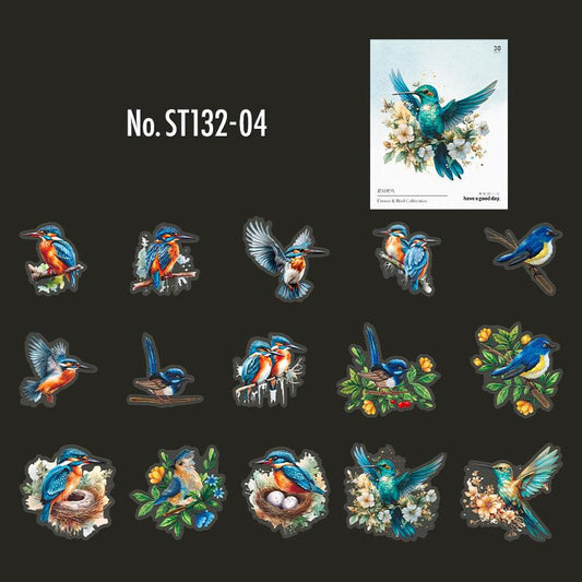 鳥・ハチドリ・フラミンゴのPETコラージュシール