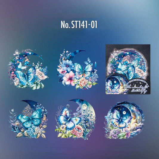 月・宇宙・花のPETコラージュシール