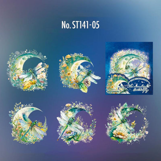 月・宇宙・花のPETコラージュシール
