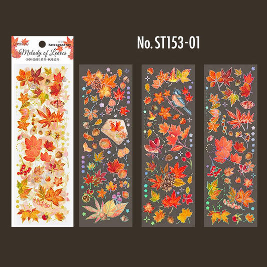 紅葉・銀杏・落葉のPETコラージュシール