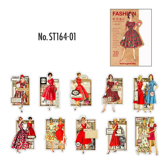 ST164｜シール 人物 女性 男性 紳士 淑女 女の子
