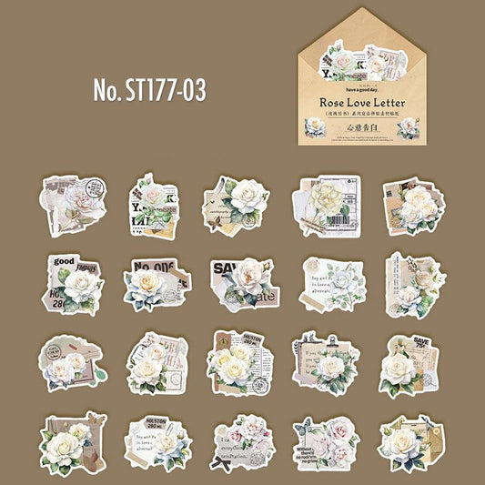 薔薇・手紙・ラブレター和紙の和紙シール