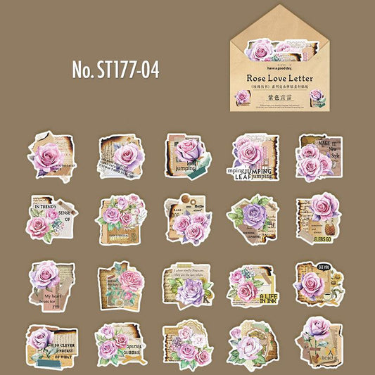 薔薇・手紙・ラブレター和紙の和紙シール