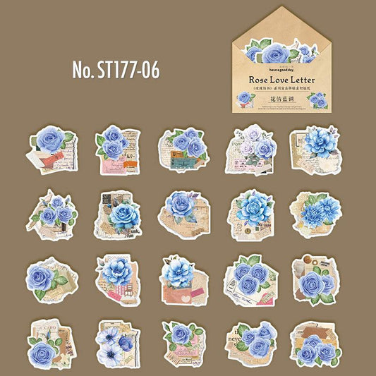 薔薇・手紙・ラブレター和紙の和紙シール