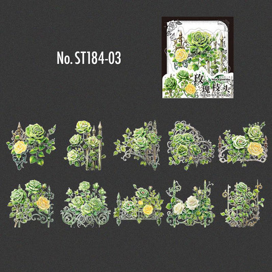 花・薔薇のPETコラージュシール