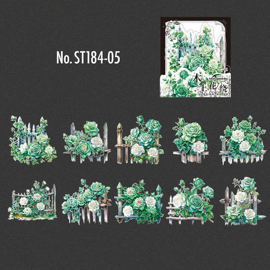 花・薔薇のPETコラージュシール