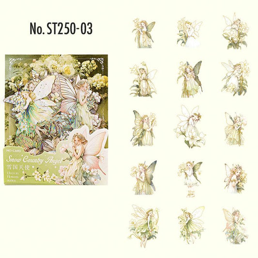 花・妖精のPETコラージュシール