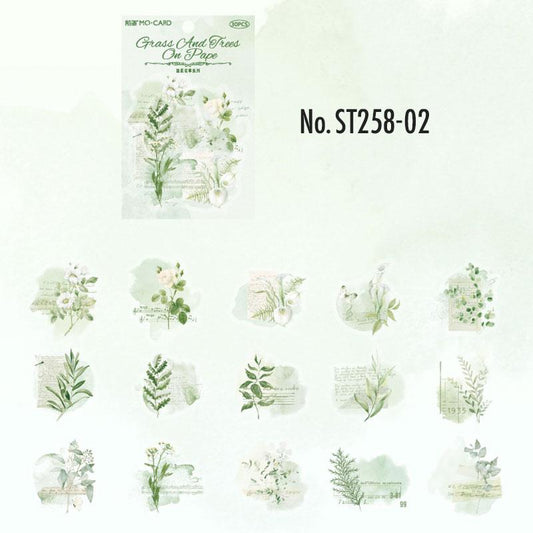 花・植物・背景和紙の和紙シール