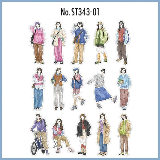 人物・女の子・女性和紙の和紙シール