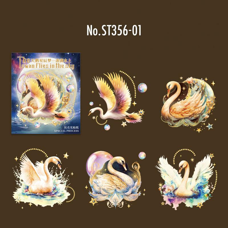 ST356｜シール 白鳥 スワン 鳥 羽 翼 – Memento