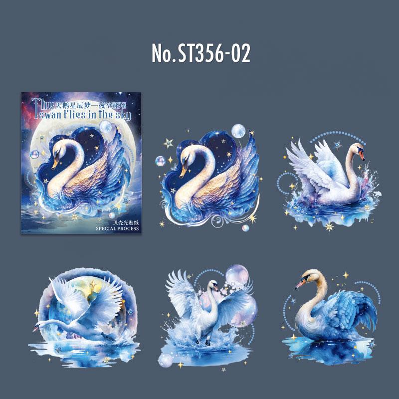 ST356｜シール 白鳥 スワン 鳥 羽 翼 – Memento