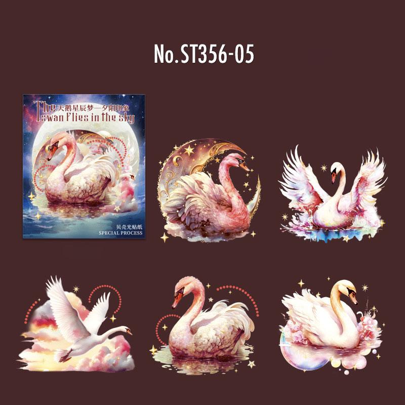 ST356｜シール 白鳥 スワン 鳥 羽 翼 – Memento