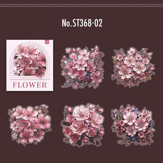 バラ・桜・牡丹のPETコラージュシール