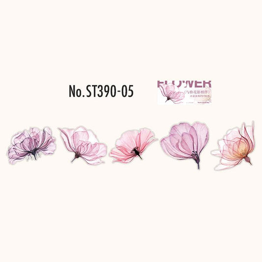 ユリ・薔薇・牡丹のPETコラージュシール