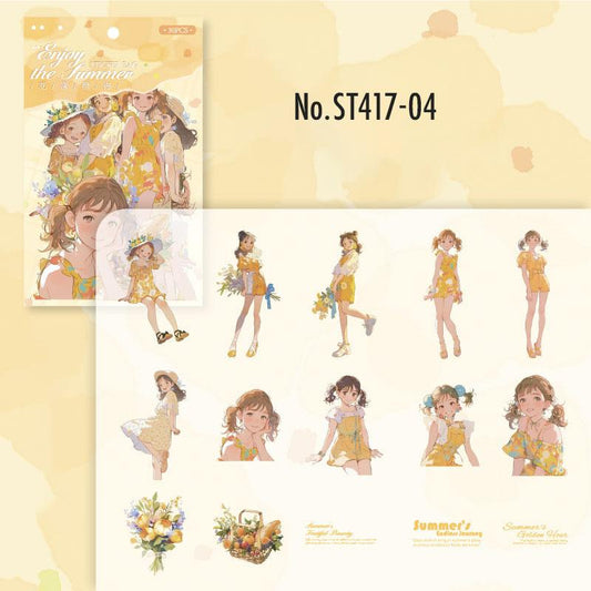 女の子・人物・夏のPETコラージュシール