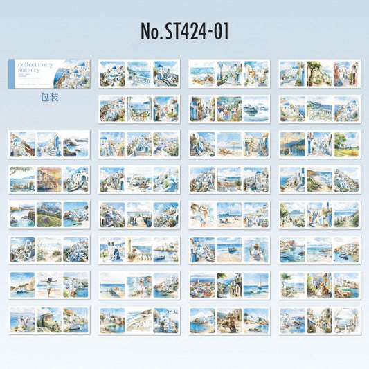 ST424｜シール 風景 旅行 シールブック 冊子 和紙