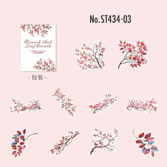花・桜・新芽のPETコラージュシール