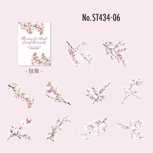 花・桜・新芽のPETコラージュシール