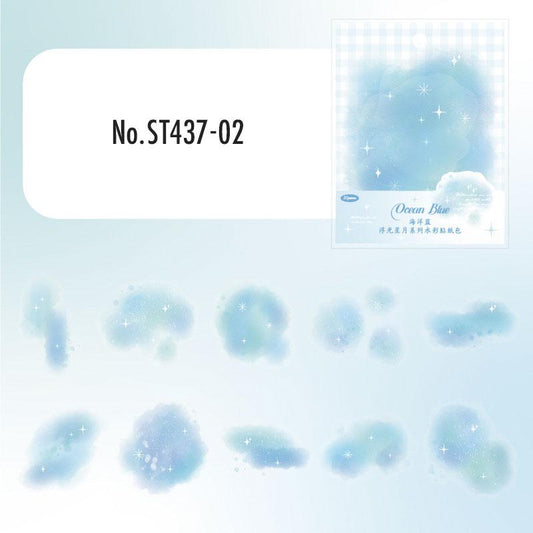 水彩・星・雲のPETコラージュシール