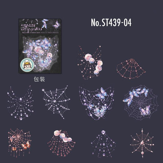 蜘蛛の巣・バタフライのPETコラージュシール