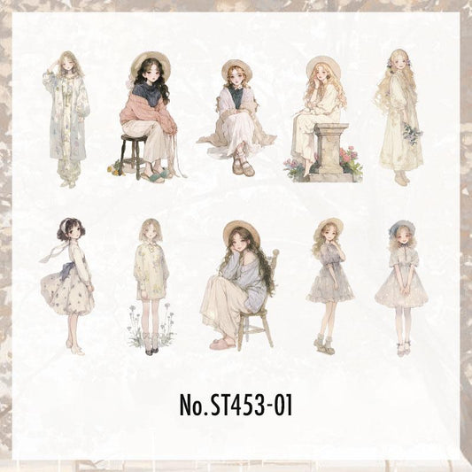 ST453｜シール 女性 人物 女の子