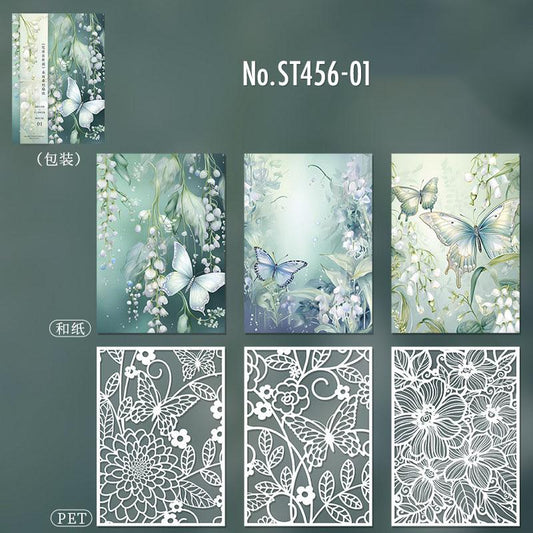 花・蝶の和紙シール