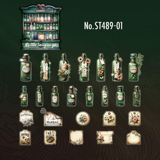 ST489｜シール ガラス瓶 ビン ボトル 薬品 ラベル