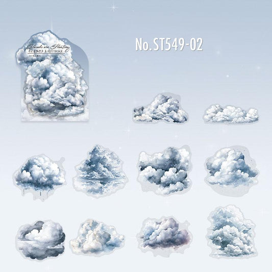 雲・雨・曇りのPETコラージュシール