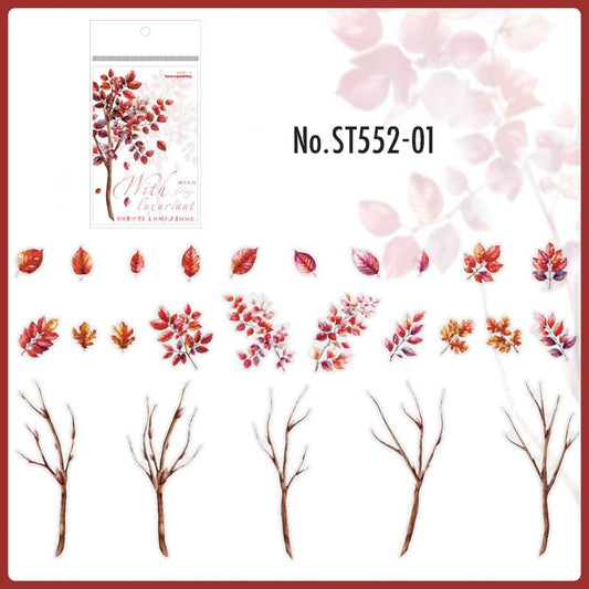 ST552｜シール 植物 枝 葉 紅葉 葉っぱ 小枝 落ち葉 枯れ葉