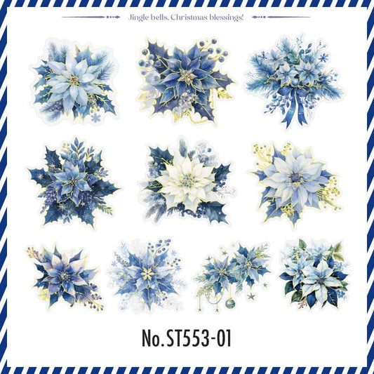 ST553｜シール クリスマス フラワー ポインセチア 花 クリスマスツリー
