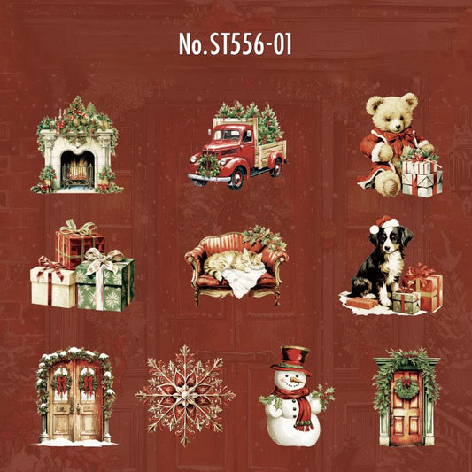 ST556｜シール クリスマス ツリー リース ケーキ サンタクロース プレゼント