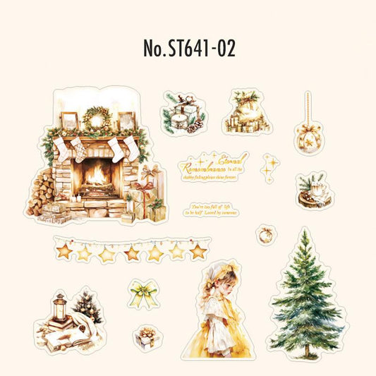 クリスマス・飾り・人物のPETコラージュシール