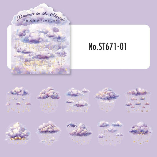 ST671｜シール 雨雲 雪雲 葉っぱ雲 星雲 花雲 ガーランド雲
