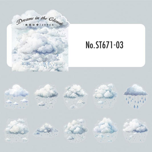 雨雲・雪雲・葉っぱ雲のPETコラージュシール
