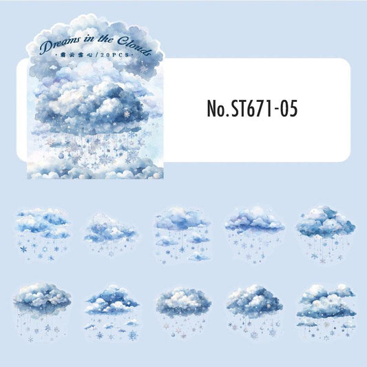 雨雲・雪雲・葉っぱ雲のPETコラージュシール