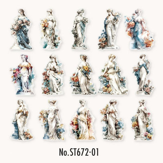 ST672｜シール 彫刻 石像 女神 天使 女性 芸術 アート