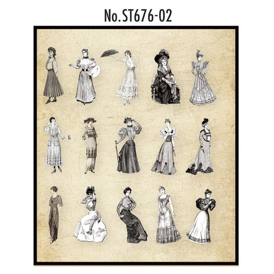 人物・女性・子供のPETコラージュシール