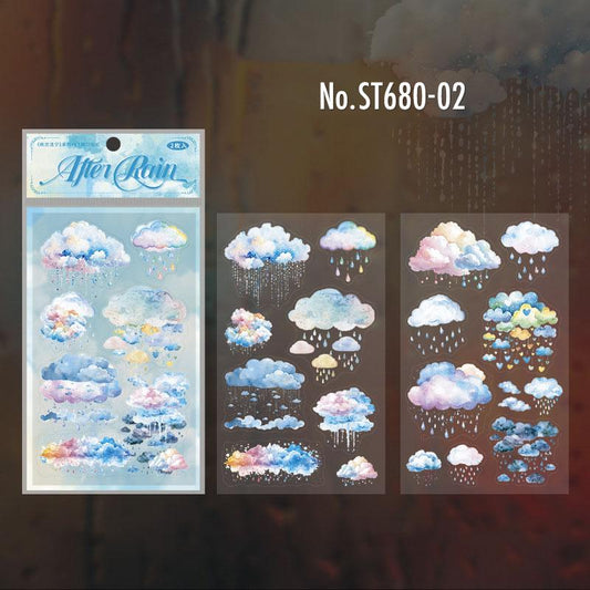梅雨・傘・雨雲のPETコラージュシール